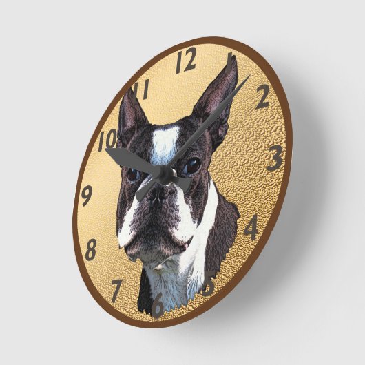 Boston Terrier Portrait Ronde Klok (Hoek)