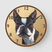 Boston Terrier Portrait Ronde Klok (Voorkant)