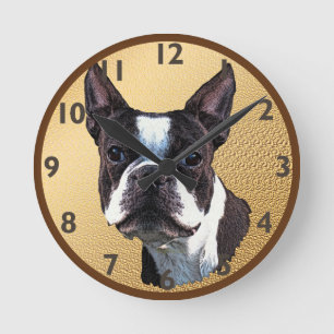 Boston Terrier Portrait Ronde Klok