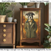 Boston Terrier Portret in landschap CG7 Decoupage Tissuepapier