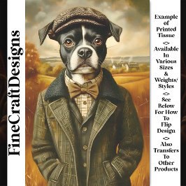 Boston Terrier Portret in landschap CG8 Decoupage Tissuepapier