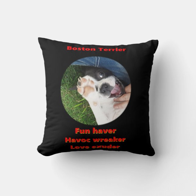 Boston Terrier - Pretmaker Kussen (Voorkant)