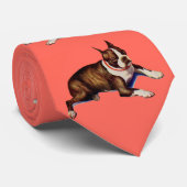Boston terrier print stropdas (Opgerold)