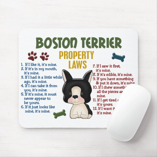 Boston Terrier Property Laws 4 Muismat (Met muis)