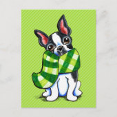 Boston Terrier Pset Scarf Winter Briefkaart (Voorkant)