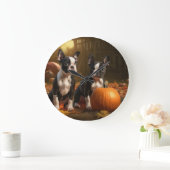 Boston Terrier Pup Autumn Delight Pumpkin Grote Klok (Huis)
