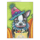 BOSTON TERRIER PUP, HALLOEEN CLOWN DOG CARD Blank (Voorkant)