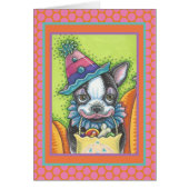 BOSTON TERRIER PUP, HALLOWEEN CLOWN DOG CARD VERse (Voorkant)