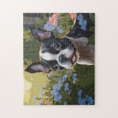 Boston Terrier Pup in Bloemenveld Legpuzzel (Verticaal)