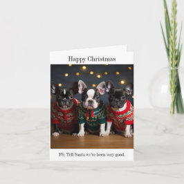 Boston Terrier Puppies Kerst Kaart