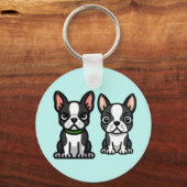 Boston Terrier Puppies Sleutelhanger (Voorkant)