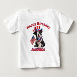 Boston Terrier Puppy (2b) Patriotisch Kinder T-shi