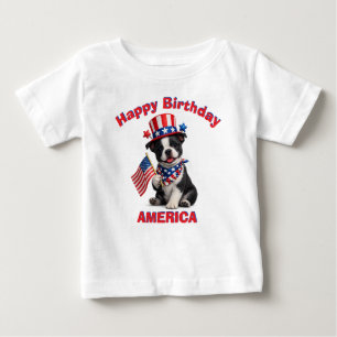 Boston Terrier Puppy (2b) Patriotisch Kinder T-shi