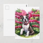 Boston Terrier Puppy Bloedend Hart Bloemen Briefkaart (Voorkant / Achterkant)