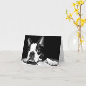 Boston Terrier Puppy Dog Blank Notecard Kaart (Gele Bloem)