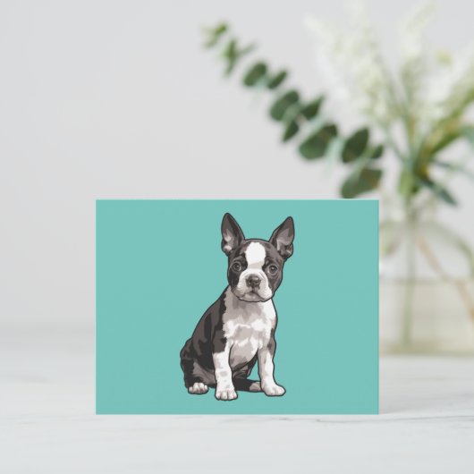 Boston Terrier Puppy Dog Briefkaart (Staand voorkant)