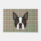 Boston Terrier Puppy Dog Tartan Pset Deurmat (Voorkant)