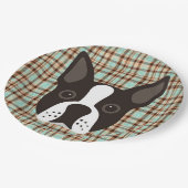 Boston Terrier Puppy Dog Tartan Pset Papieren Bordje (Gekanteld)