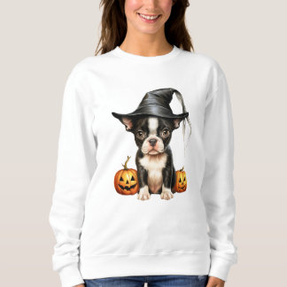 Boston Terrier Puppy Halloween Sweatshirt