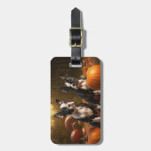 Boston Terrier Puppy Herfst Delight Pompoen Bagagelabel (Voorkant verticaal)