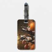 Boston Terrier Puppy Herfst Delight Pompoen Bagagelabel (Achterkant verticaal)