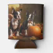 Boston Terrier Puppy Herfst Delight Pompoen Blikjeskoeler (Voorkant)