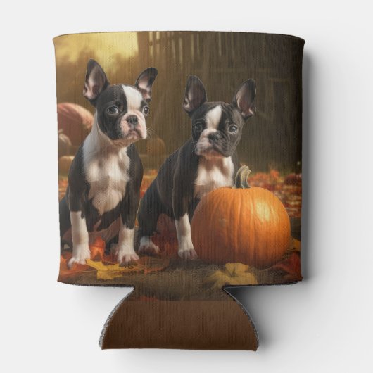 Boston Terrier Puppy Herfst Delight Pompoen Blikjeskoeler (Achterkant)