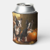 Boston Terrier Puppy Herfst Delight Pompoen Blikjeskoeler (Blikje Achterkant)