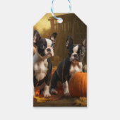 Boston Terrier Puppy Herfst Delight Pompoen Cadeaulabel (Voorkant)