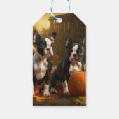 Boston Terrier Puppy Herfst Delight Pompoen Cadeaulabel (Achterkant)