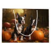 Boston Terrier Puppy Herfst Delight Pompoen Groot Cadeauzakje (Achterkant)