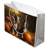 Boston Terrier Puppy Herfst Delight Pompoen Groot Cadeauzakje (Achterkant Gekanteld)