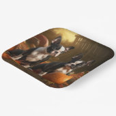 Boston Terrier Puppy Herfst Delight Pompoen Papieren Bordje (Gebogen)