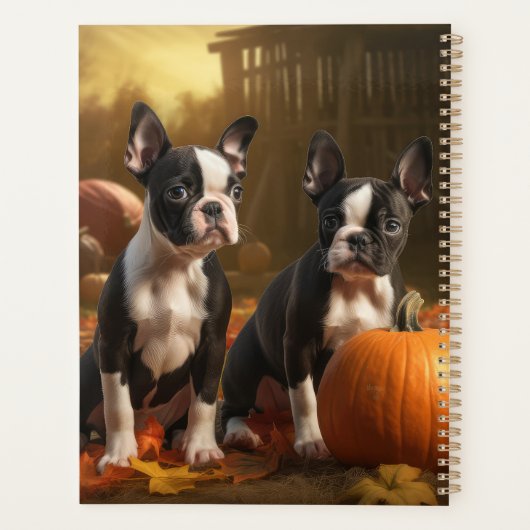 Boston Terrier Puppy Herfst Delight Pompoen Planner (Achterkant)