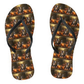 Boston Terrier Puppy Herfst Delight Pompoen Teenslippers (Voetbed)