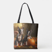 Boston Terrier Puppy Herfst Delight Pompoen Tote Bag (Achterkant)