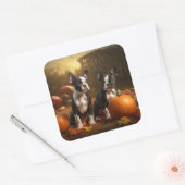 Boston Terrier Puppy Herfst Delight Pompoen Vierkante Sticker (Envelop)