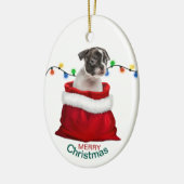 Boston Terrier Puppy in Gift Bag Keramisch Ornament (Links)