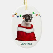 Boston Terrier Puppy in Gift Bag Keramisch Ornament (Achterkant)