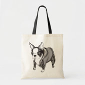 Boston Terrier Puppy in Sweats Canvas Bag Tote Bag (Voorkant)