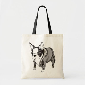 Boston Terrier Puppy in Sweats Canvas Bag Tote Bag