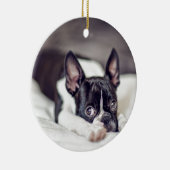 Boston Terrier Puppy Keramisch Ornament (Rechts)