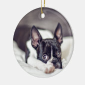 Boston Terrier Puppy Keramisch Ornament (Links)