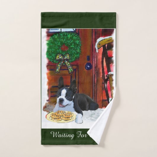 Boston Terrier Puppy Kerstmis Bad Handdoek (Handdoek)