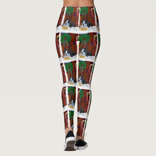 Boston Terrier Puppy Kerstmis Leggings (Achterkant)