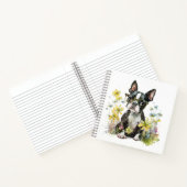 Boston Terrier Puppy met bril in Wildflower Notitieboek (Binnen)