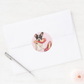 Boston Terrier Puppy met schoenen Ronde Sticker (Envelop)