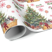 Boston Terrier Puppy Onder de Boom Cadeaupapier (Rol Hoek)