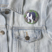 Boston Terrier Puppy Ronde Button 5,7 Cm (In situ)