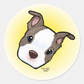 Boston Terrier Puppy Ronde Sticker (Voorkant)